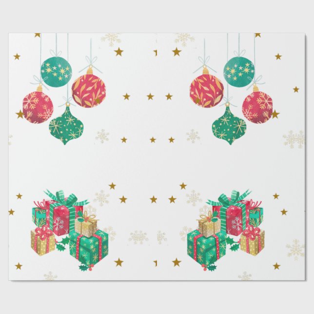 Papel De Presente Feliz Natal Ano Novo Saudação (Barra)