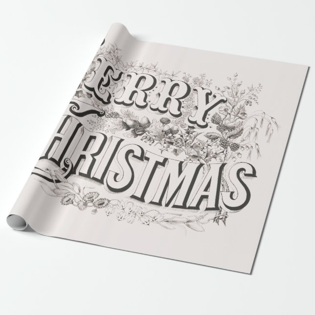 Papel De Presente Feliz Natal, Antigo Currier & Ives (reprod) (Desenrolado)