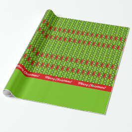 Papel De Presente Feliz Natal! Argyle Stripes Vermelho e Verde Perso