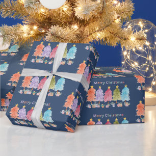 Papel De Presente Feliz Natal Árvores de Natal e Presentes