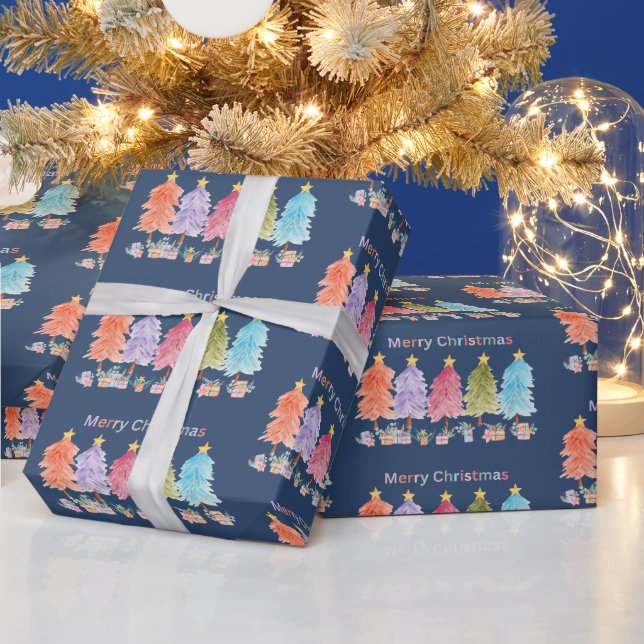 Papel De Presente Feliz Natal Árvores de Natal e Presentes (Feriados)