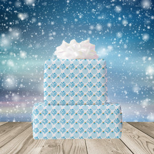 Papel De Presente Feliz Natal Azul de ornamento Bauble