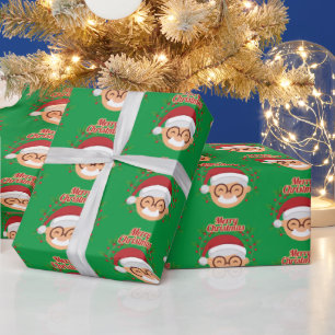 Papel De Presente Feliz Natal Bigode e Óculos do Papai Noel