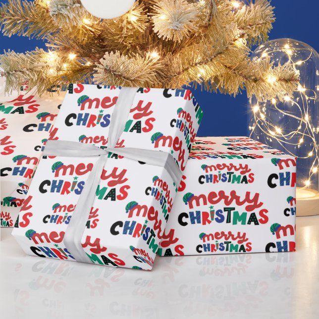 Papel De Presente Feliz Natal Branco Fundo Sem Olhos (Feriados)