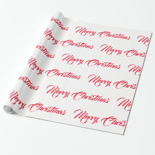Papel De Presente Feliz Natal branco & vermelho -