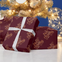 Feliz Natal Brilhante Texto Dourado Vermelho Escur