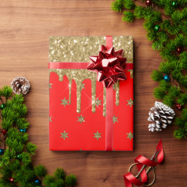 Papel De Presente Feliz Natal - brilho vermelho