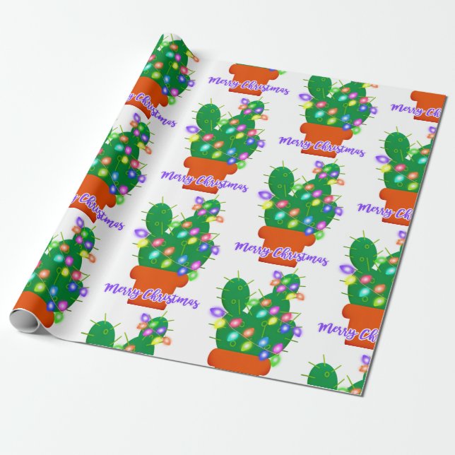 Papel De Presente feliz natal cactus (Desenrolado)