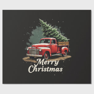 Papel De Presente Feliz Natal Caminhão de Natal Vintage