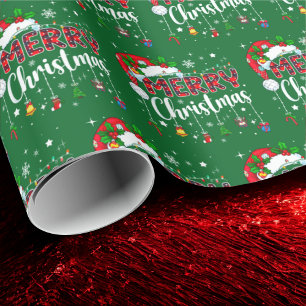Papel De Presente Feliz Natal Chapéu Vermelho do Papai Noel Rena Nat