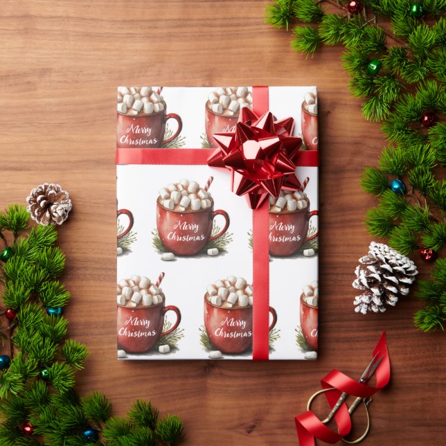 Papel De Presente Feliz Natal Chocolate Quente (Presente de Natal)