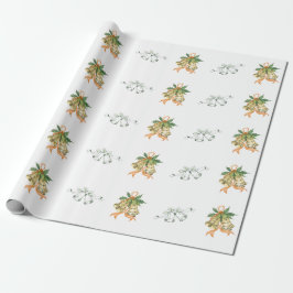 Papel De Presente Feliz Natal Cinza Verde Amarelo Laranja Verde