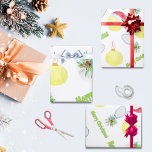 Papel De Presente Feliz Natal - Colchete de Tênis de Aquarela E Bola<br><div class="desc">Aquarela de raquetes de tênis e bolas de tênis decoradas para o Natal!</div>