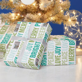 Papel De Presente Feliz Natal com 1 Foto Horizontal Branca