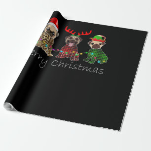 Papel De Presente Feliz Natal com três cachorros