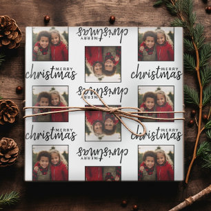 Papel De Presente Feliz Natal com uma foto quadrada - branco