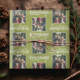 Papel De Presente Feliz Natal com uma foto quadrada - verde limão