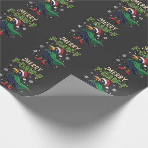 Papel De Presente Feliz Natal Corvo Papai Noel Engraçado