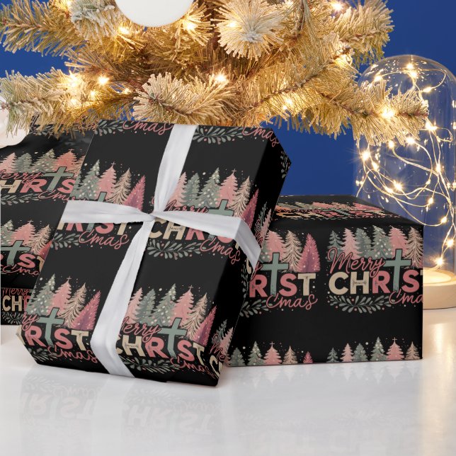 Papel De Presente Feliz Natal Cruz Fé Jesus História Cristã (Feriados)