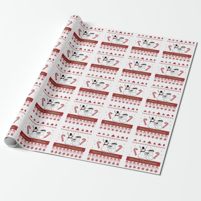 Papel De Presente Feliz Natal da extorsão do boneco de neve ou algum (Desenrolado)