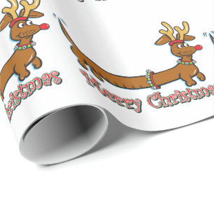 Papel De Presente Feliz Natal Dachshund