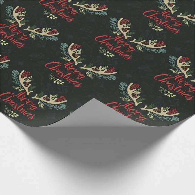Papel De Presente Feliz Natal Deer Antlers (Ponta)