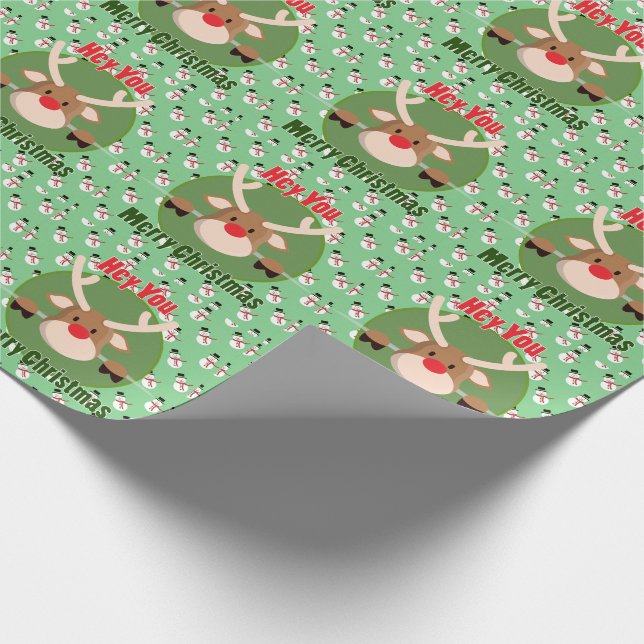Papel De Presente Feliz Natal Deer e Neve (Ponta)