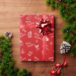 Papel De Presente Feliz Natal Desenhos Animados Mão Livre Caprichoso