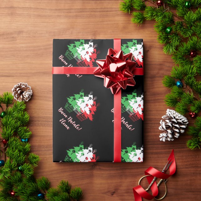Papel De Presente Feliz Natal design de árvore de Natal italiana per (Presente de Natal)