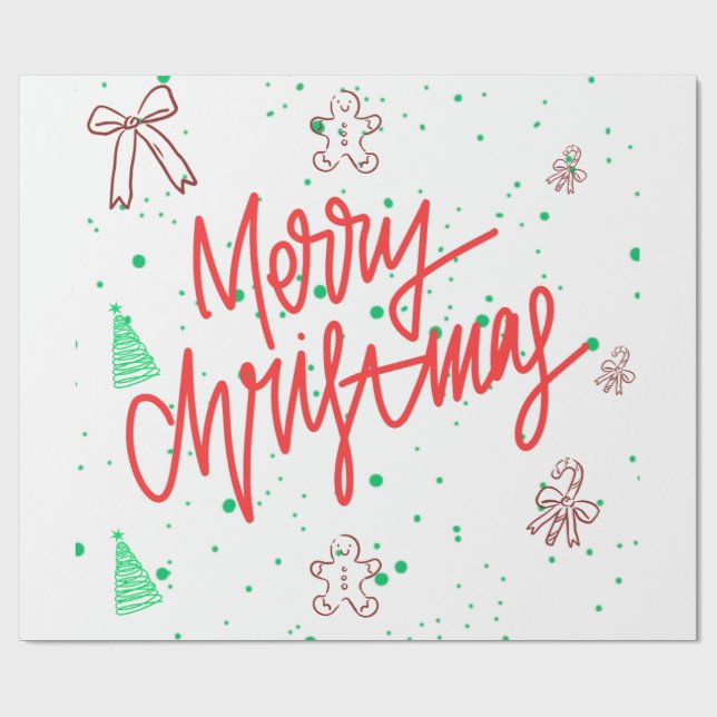 Papel De Presente Feliz Natal Design de Biscoito de Gengibre.  (Aberto)
