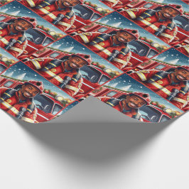 Papel De Presente Feliz Natal do Bombeiro Africano-Americano