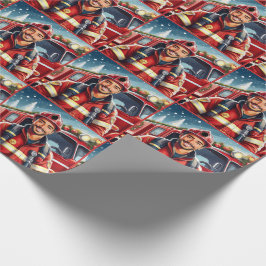 Papel De Presente Feliz Natal do Bombeiro Hispânico