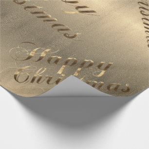 Papel De Presente Feliz Natal do Dourado Script Brown Elegante