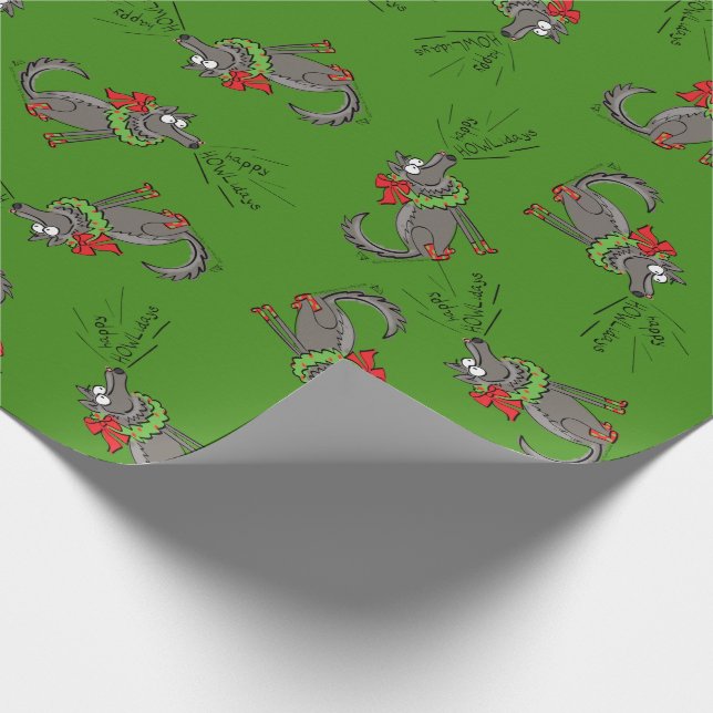 Papel De Presente Feliz Natal do Lobo Engraçado Feriado (Ponta)