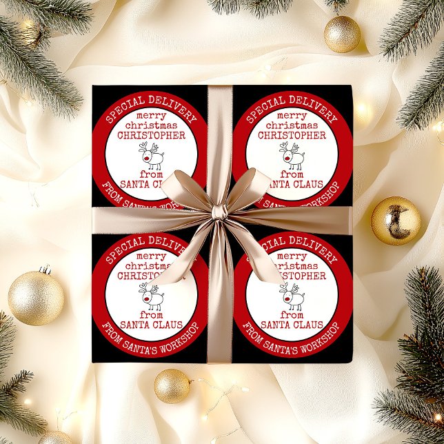 Papel De Presente Feliz Natal do Papai Noel (Special delivery from Santas Workshop christmas wrapping paper)