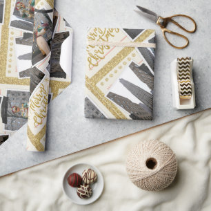 Papel De Presente Feliz Natal do Rockefeller Plaza em Nova Iorque