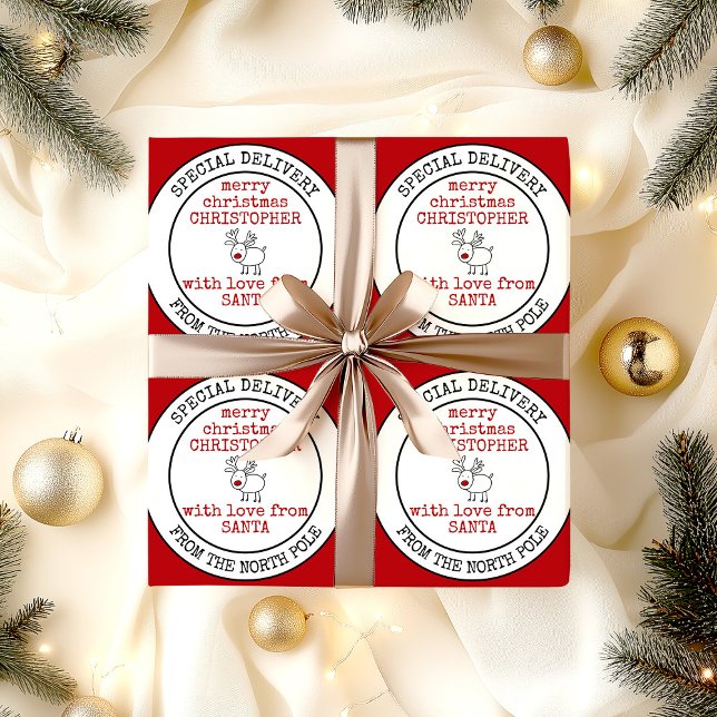 Papel De Presente Feliz Natal dos Papais noeis do Polo Norte (Special delivery from the North Pole christmas wrapping paper)