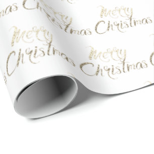 Papel De Presente Feliz Natal Dourado, Espetáculo de Largura Branco