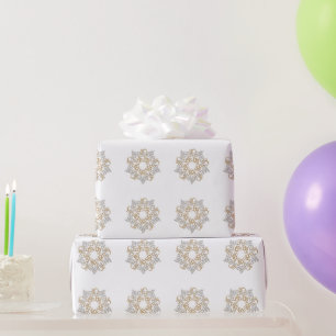 Papel De Presente Feliz Natal Dourado, Feriado de Neve Silver