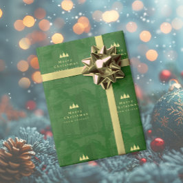 Papel De Presente Feliz Natal Dourado Livro Verde
