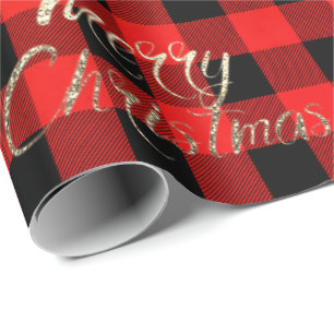 Papel De Presente Feliz Natal Dourado, Manuscrito Buffalo