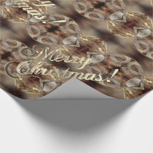 Papel De Presente Feliz Natal, Dourado Script Chic Elegante