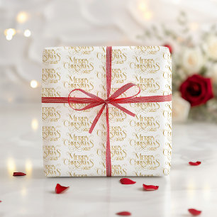 Papel De Presente Feliz Natal Dourado Tipografia Festiva Festiva