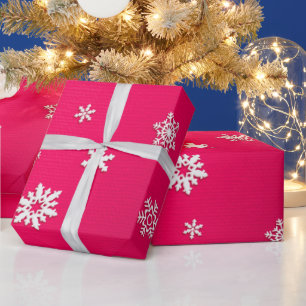 Papel De Presente Feliz Natal e Flocos Brancos de Neve de Ano Novo