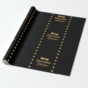 Papel De Presente Feliz Natal elegante Dourado preto de Brown