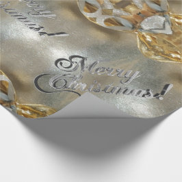 Papel De Presente Feliz Natal, Elegante Faux Dourado Silver Script