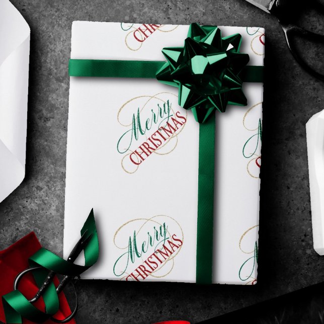 Papel De Presente Feliz Natal Elegante - Script de Férias Modernas (Criador carregado)