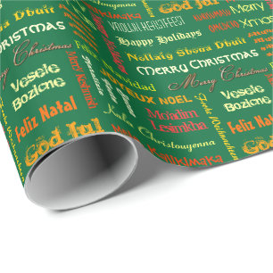 Papel De Presente Feliz Natal em diferentes idiomas