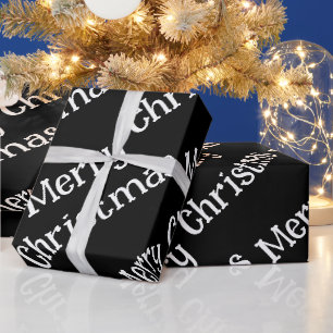 Papel De Presente Feliz Natal Embrulho Preto