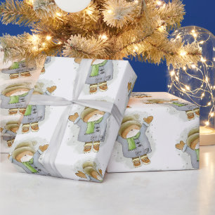 Papel De Presente Feliz Natal Envolvendo Gatinho Gato Inverno